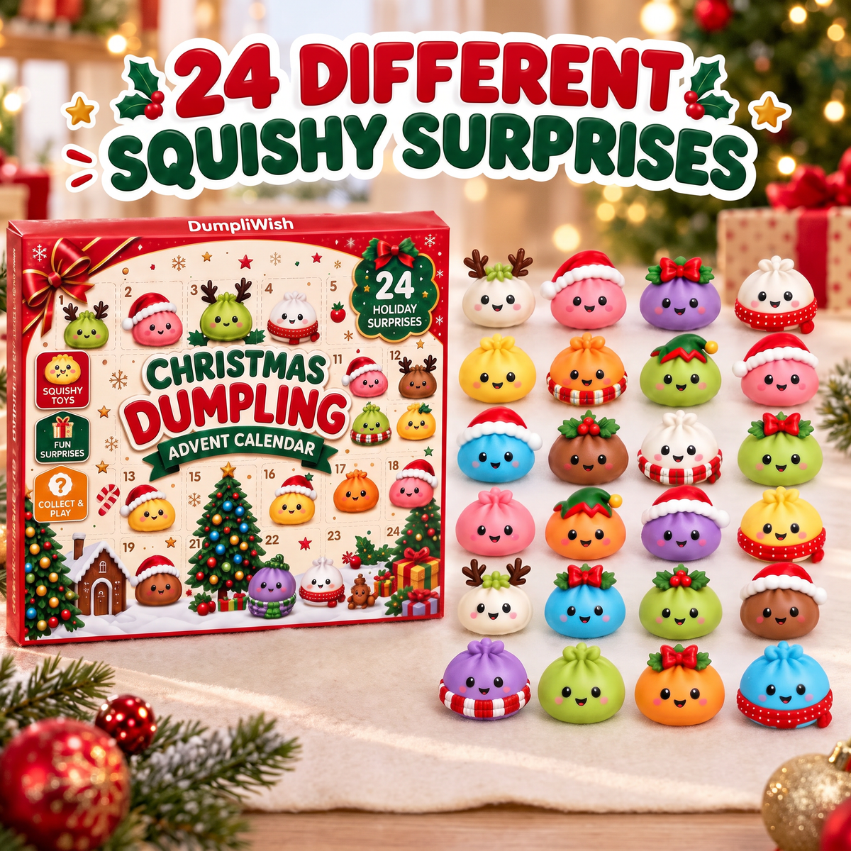 DumpliWish™ Christmas Squishy Advent Calendar – 24 Days of Surprises
