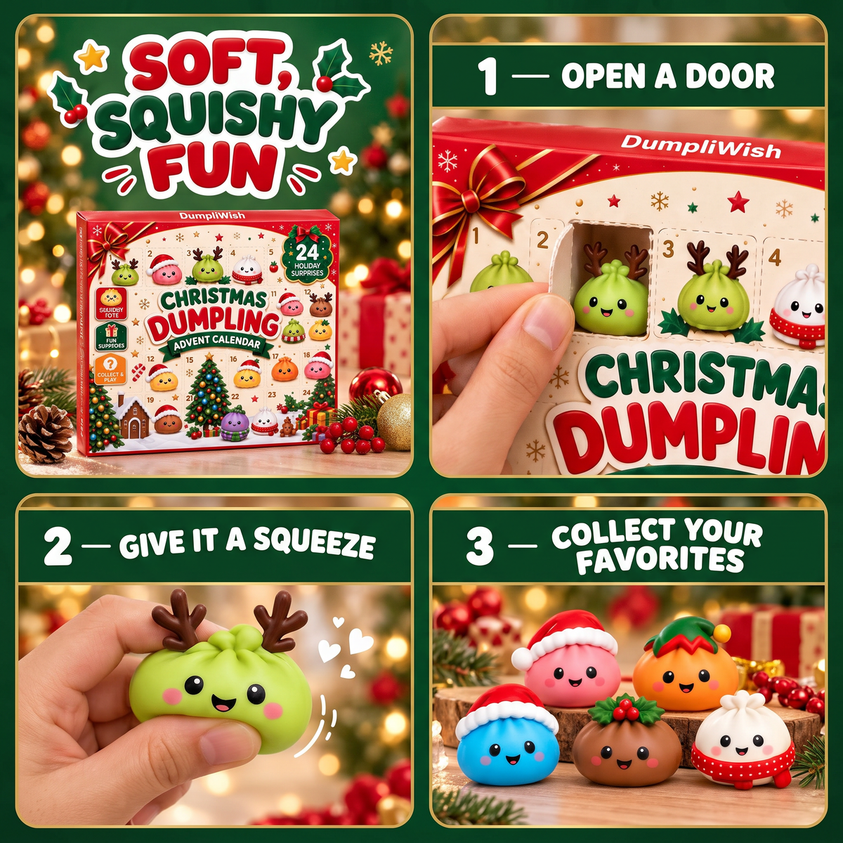 DumpliWish™ Christmas Squishy Advent Calendar – 24 Days of Surprises